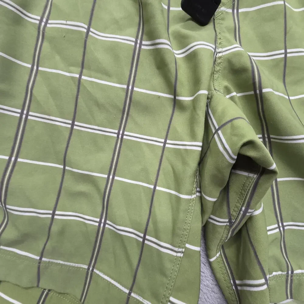 The North Face Swim Shorts Mens M Green Check Lined Built-In Brief Pockets